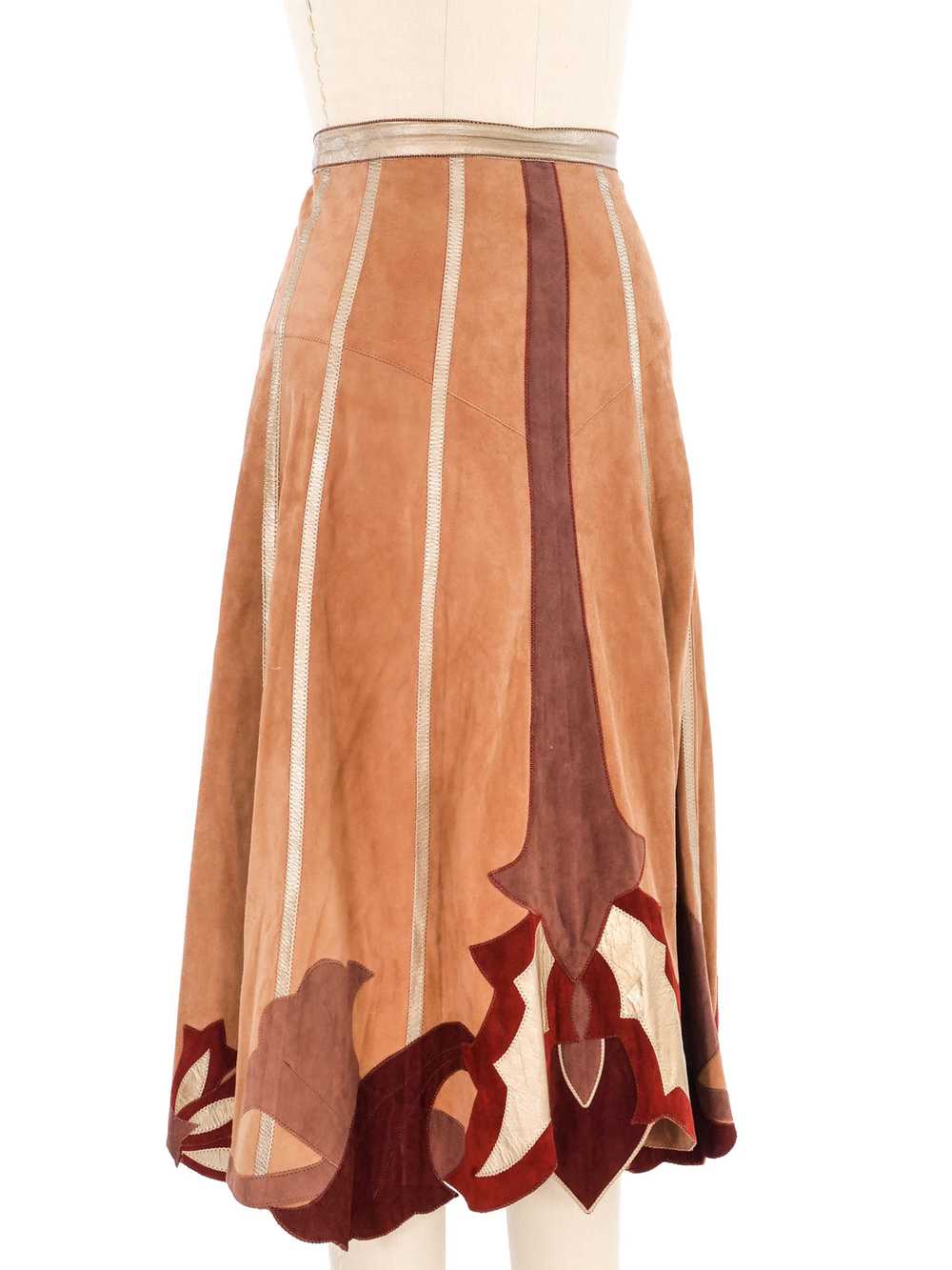 1970s Roberto Cavalli Applique Leather Skirt - image 3