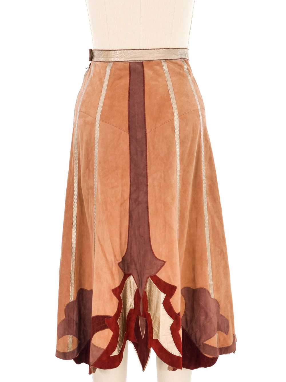 1970s Roberto Cavalli Applique Leather Skirt - image 4