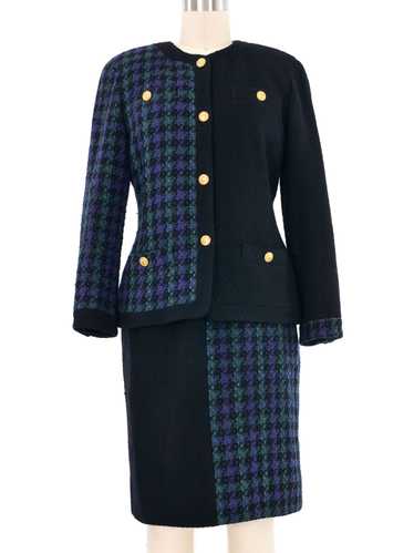 1980s Chanel Half Plaid Tweed Skirt Suit