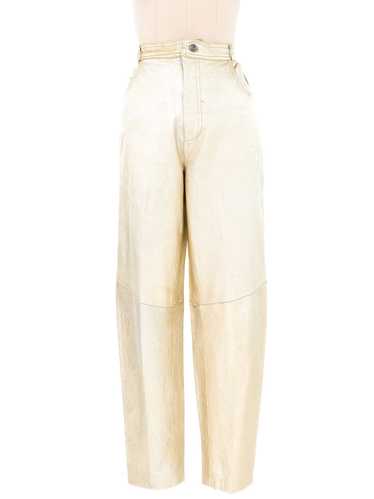 1980s Gold Leather Trousers - image 1