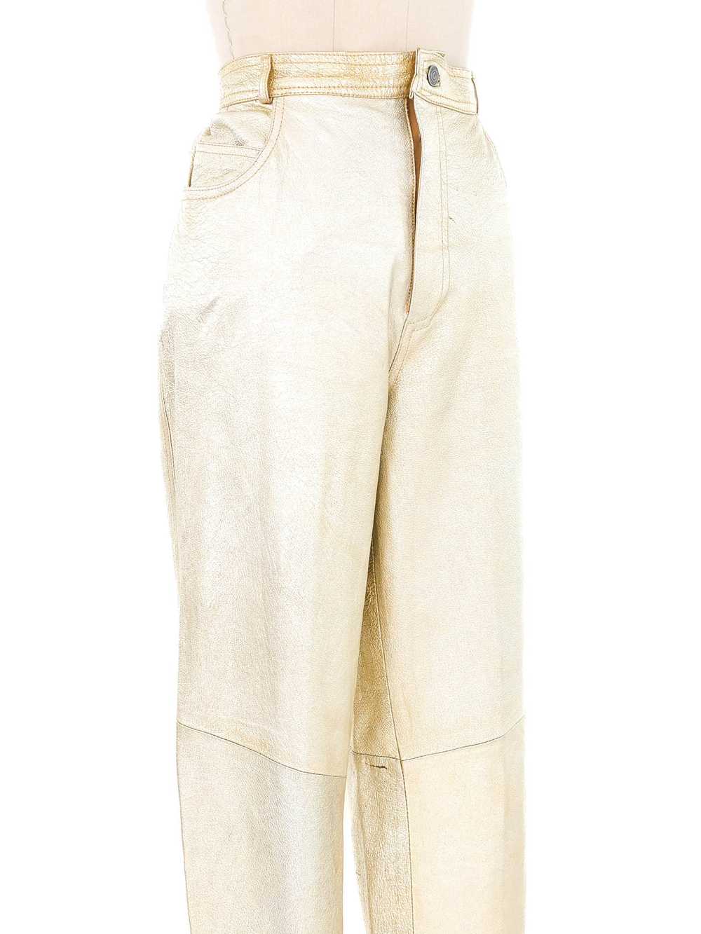 1980s Gold Leather Trousers - image 2