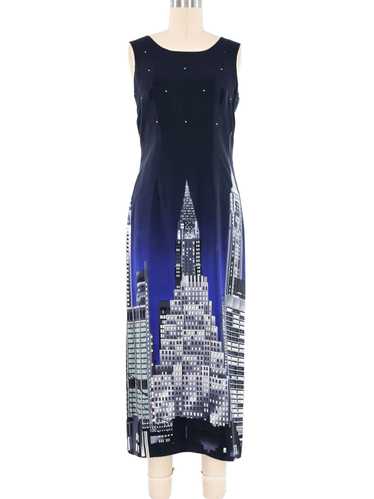 1990s New York Skyline Sleeveless Silk Dress