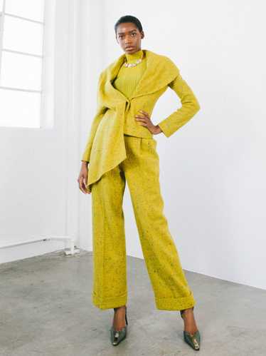 1997 Christian Dior Yellow Speckled Tweed Pantsuit