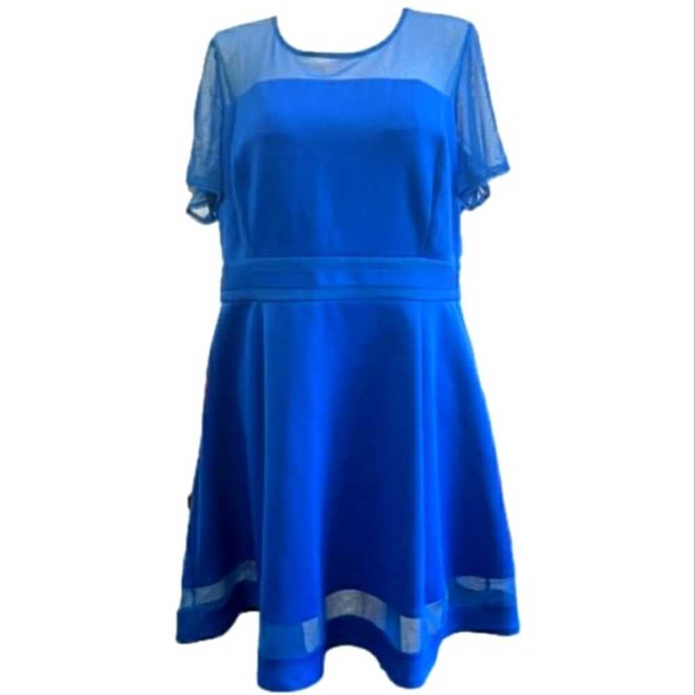 Lane Bryant Fit & Flare Scuba Dress Mesh Cobalt B… - image 2