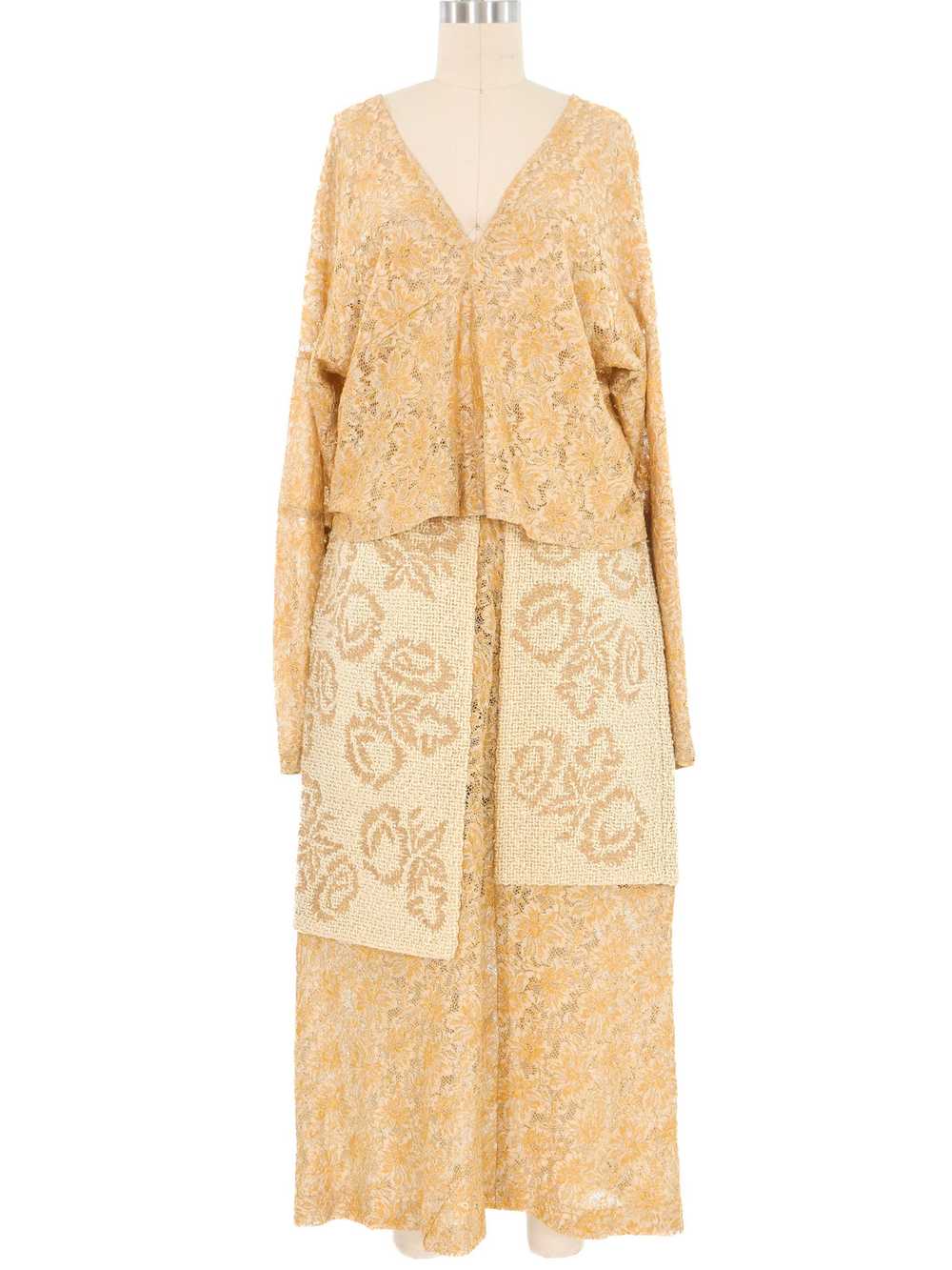 1997 Comme des Garcons Gold Lace Embroidered Ense… - image 1