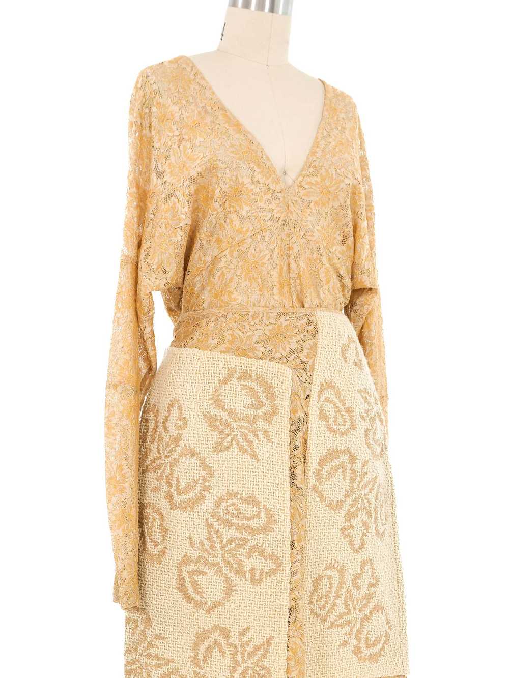 1997 Comme des Garcons Gold Lace Embroidered Ense… - image 3