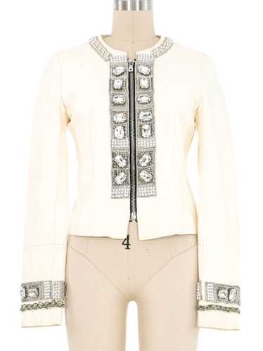 2008 Dolce & Gabbana Embellished Cream Leather Jac