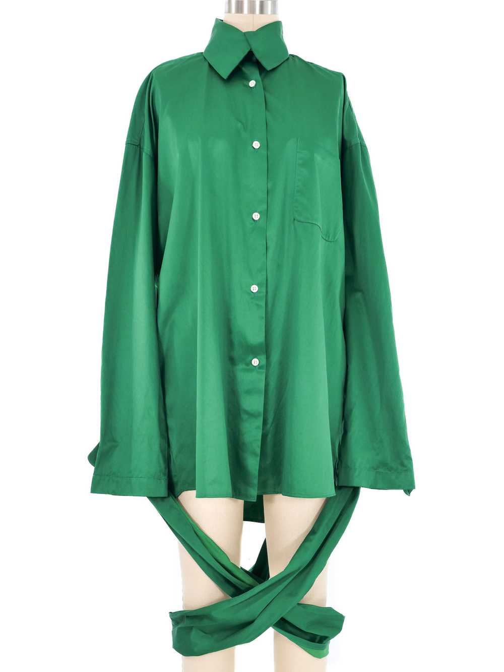 Romeo Gigli Emerald Wrap Sleeve Bandage Blouse - image 7