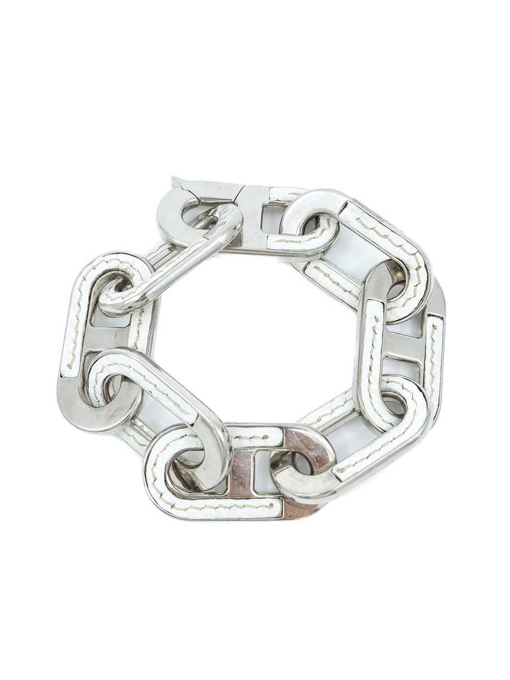 Celine White Leather Chain Link Bracelet - image 1