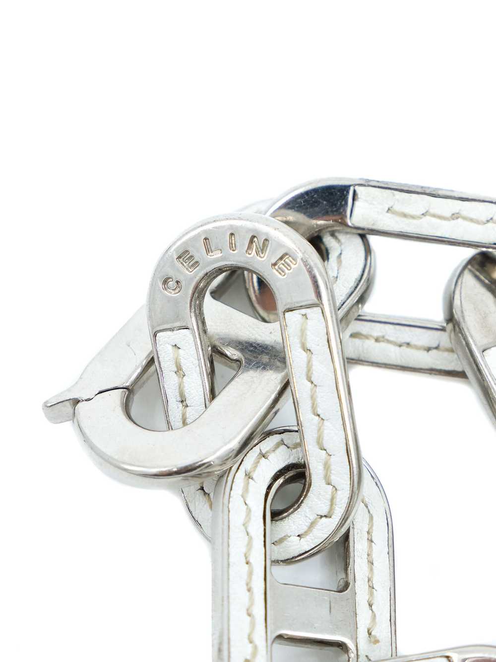 Celine White Leather Chain Link Bracelet - image 3