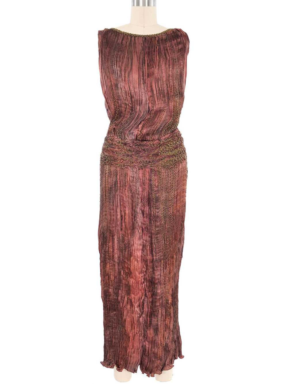 Patricia Lester Copper Silk Plisse Gown - image 2