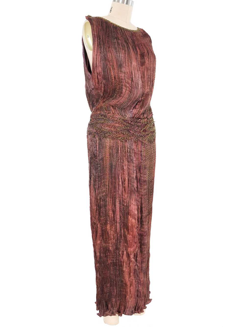 Patricia Lester Copper Silk Plisse Gown - image 5