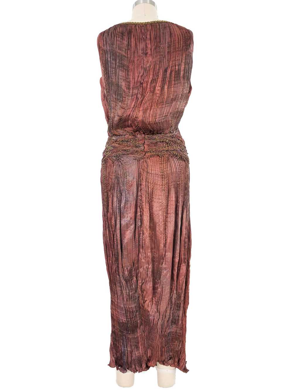 Patricia Lester Copper Silk Plisse Gown - image 6