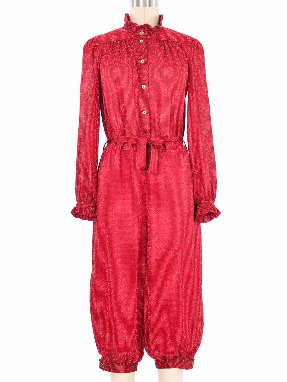 Metallic Red Harem Jumpsuit - image 1