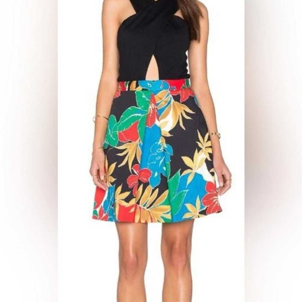 Alice + Olivia Ali Black Floral mini dress size 4 - image 2