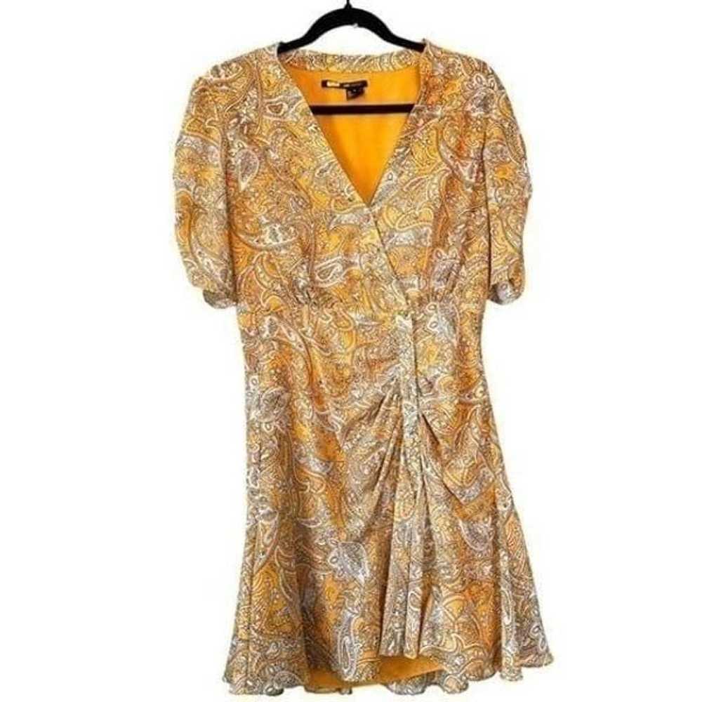 Jay Godfrey Earle Dress Yellow Paisley Ruched Sle… - image 2