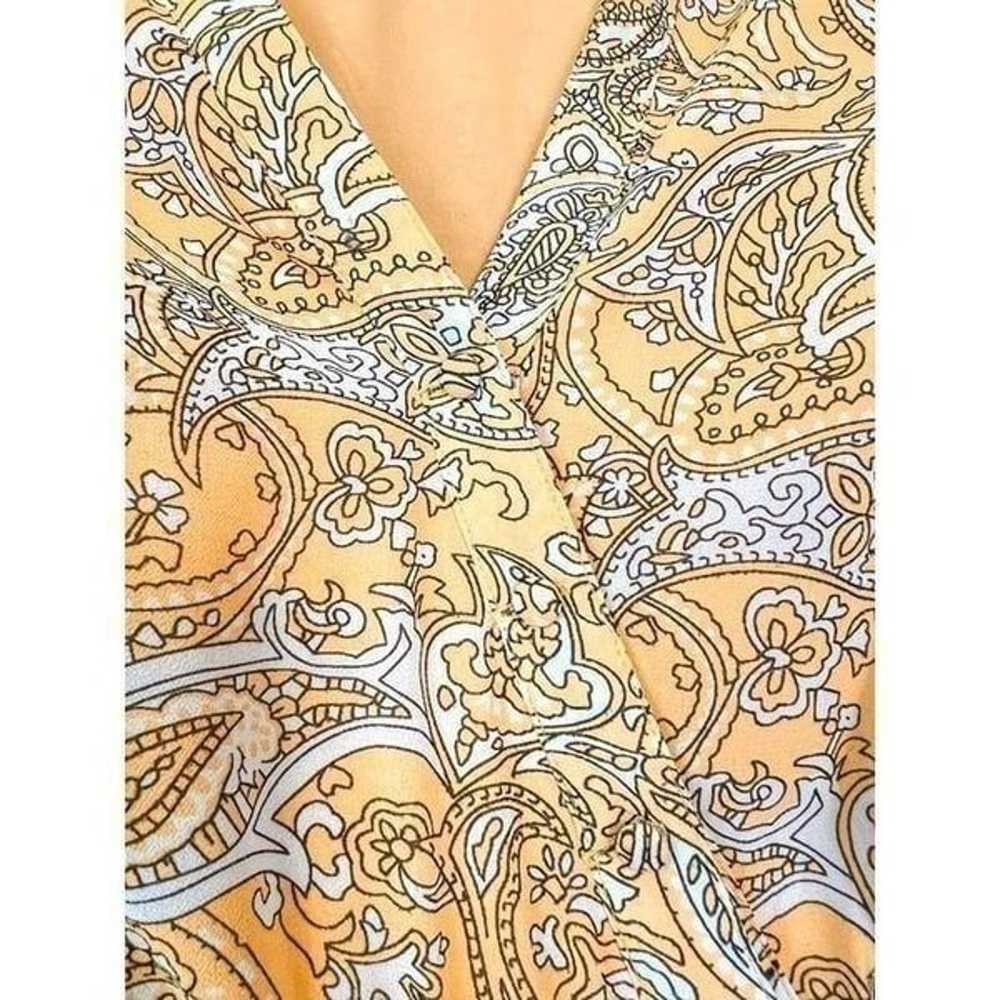 Jay Godfrey Earle Dress Yellow Paisley Ruched Sle… - image 4