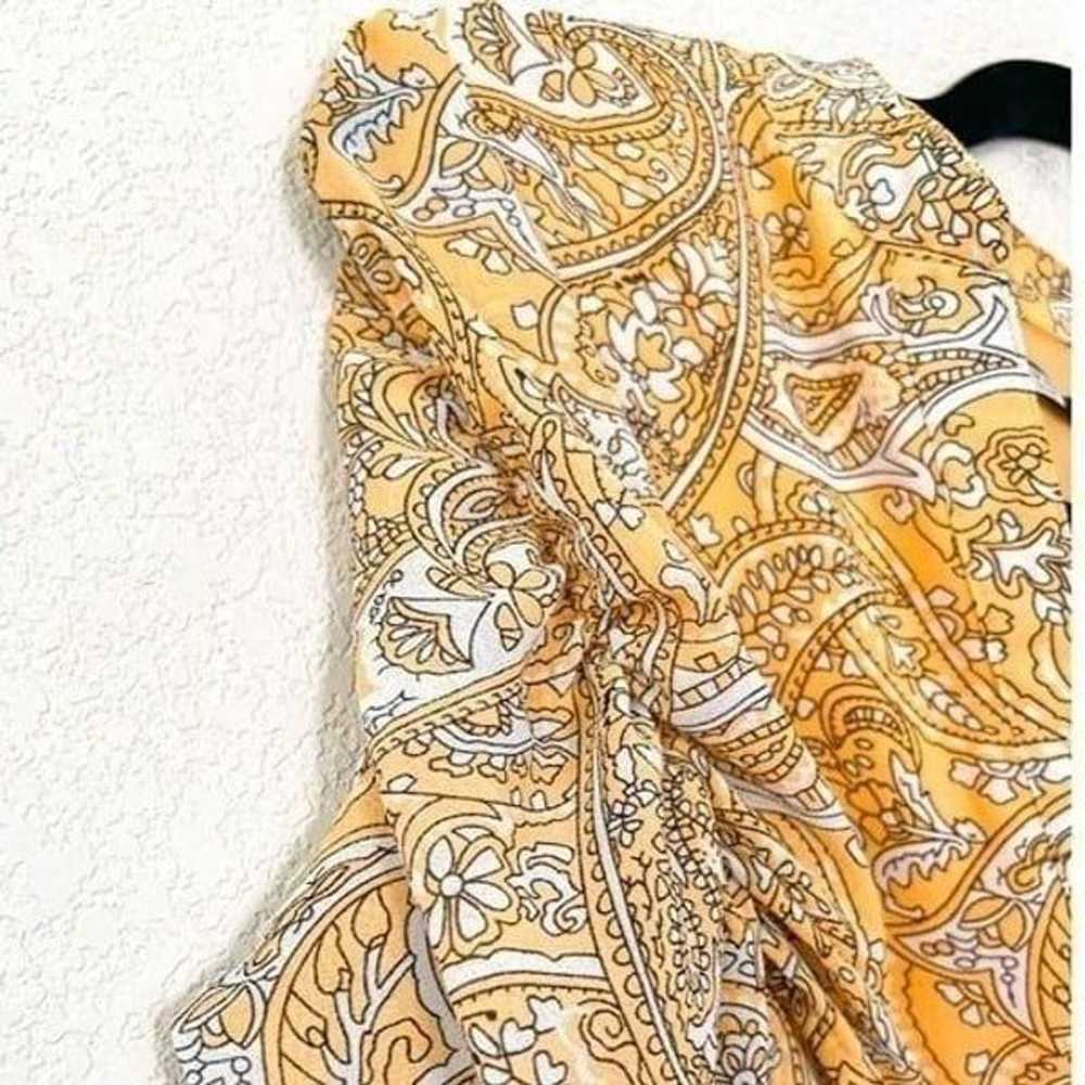 Jay Godfrey Earle Dress Yellow Paisley Ruched Sle… - image 5