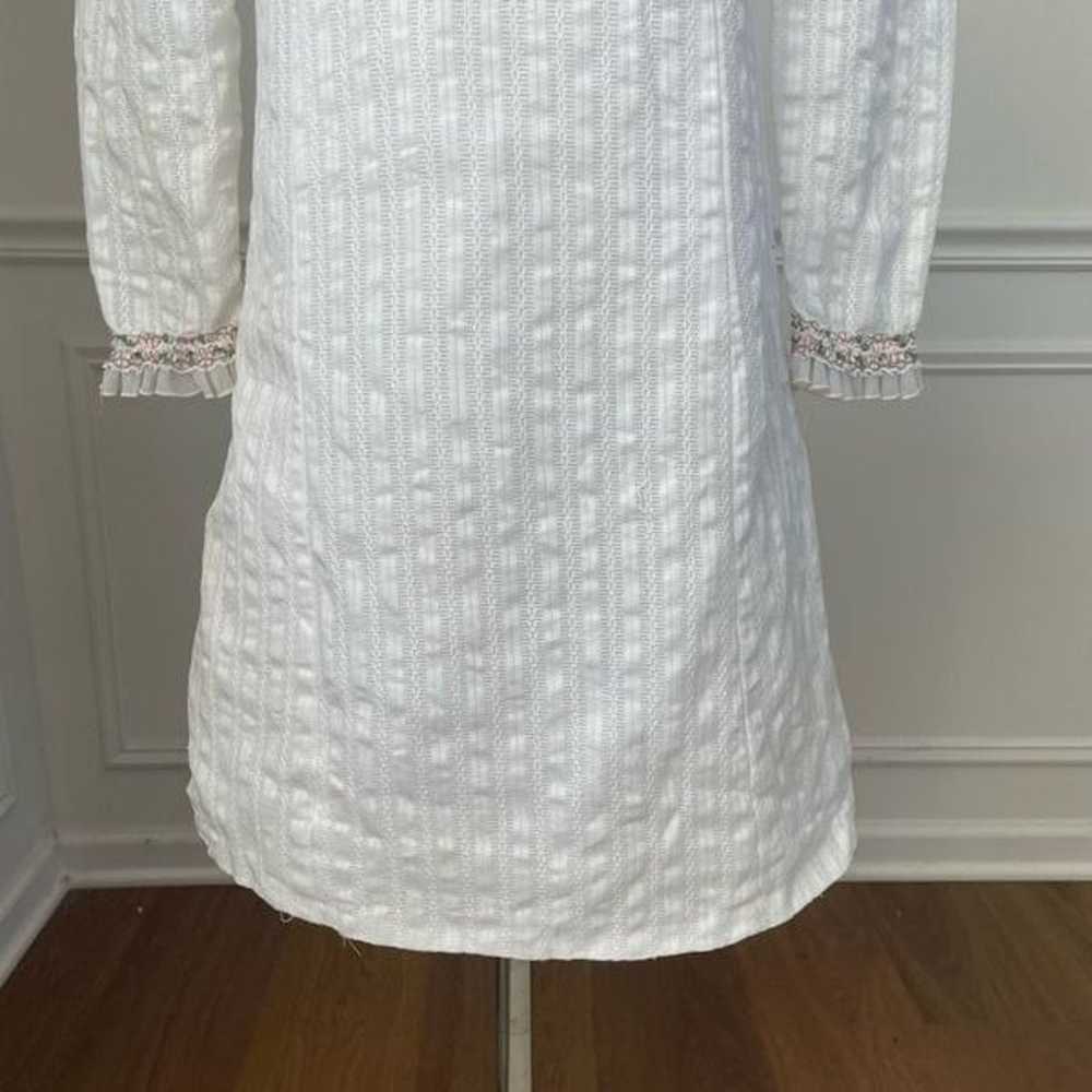 Vintage 60s 70s White High Neck Long Sleeve Mini … - image 3