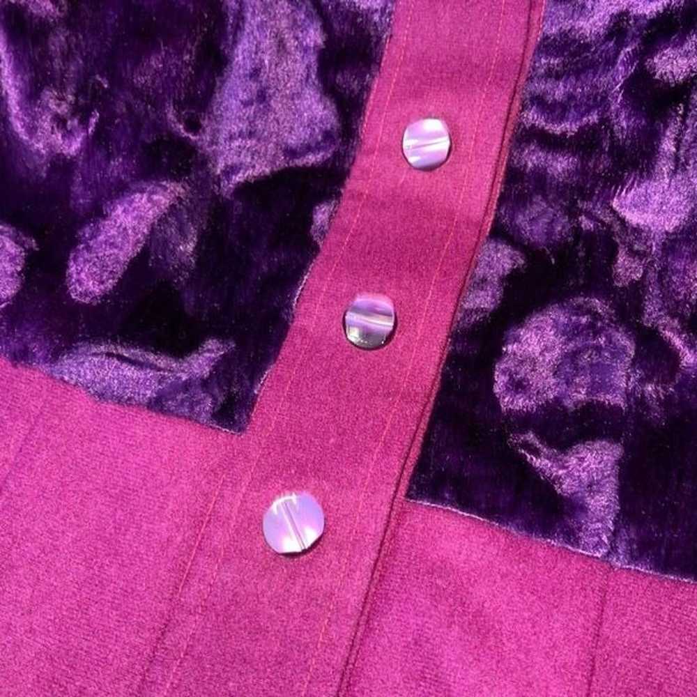 Vintage 70's Purple Dress Faux Fur Bodice Long Sl… - image 8