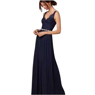 Hitherto BHLDN Navy Blue Fleur Lace Chiffon Maxi … - image 1