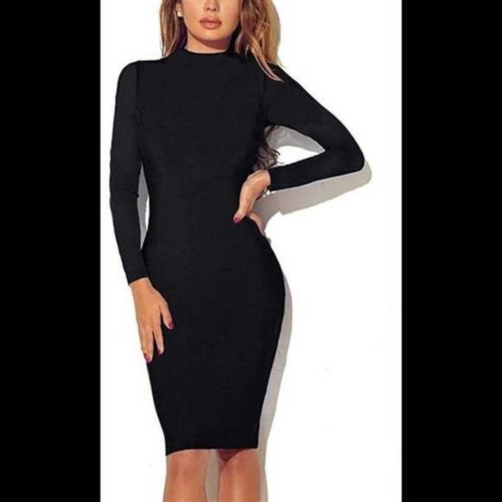 Black Basic Pencil Bodycon Mini Dress - image 2