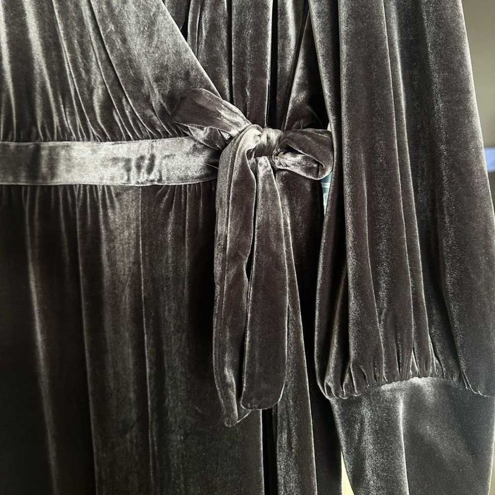 Eliza J Wrap Look Velvet Grey Pewter Jumpsuit EUC… - image 6