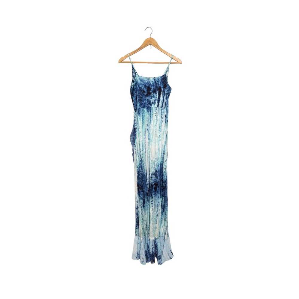 Parker Halle Dress Ripa Blue Watercolor Ruffle Le… - image 2