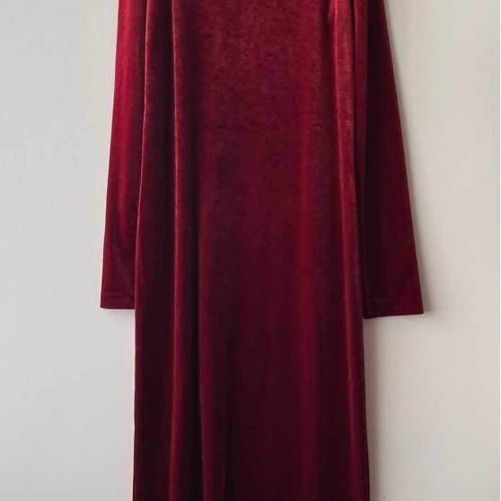 90s long sleeve velvet dress in tomato red, hooked - image 7