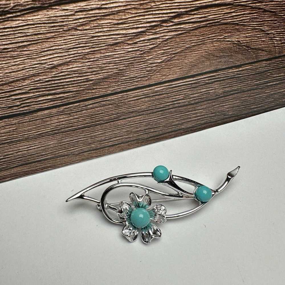 Sarah Coventry Blue Flower Branch Brooch Pin Vint… - image 7