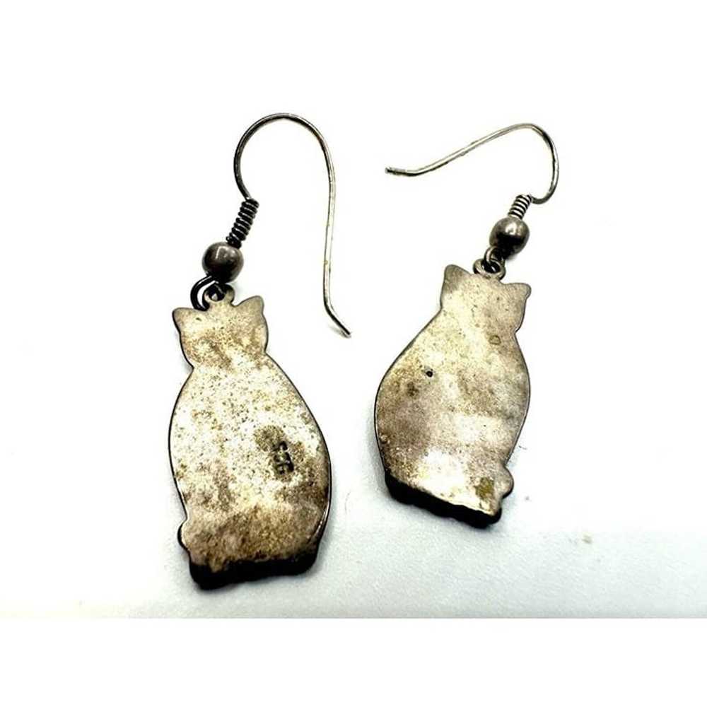 Vintage Sterling Silver Cat Lovers Earrings - image 2