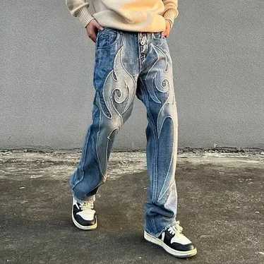 Streetwear Embroidery Casual Denim Pants Men - image 1