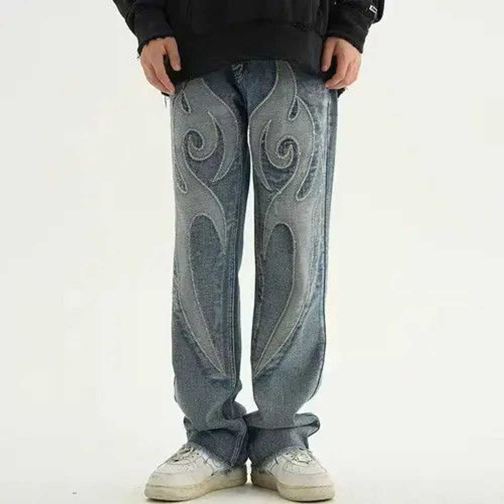 Streetwear Embroidery Casual Denim Pants Men - image 4