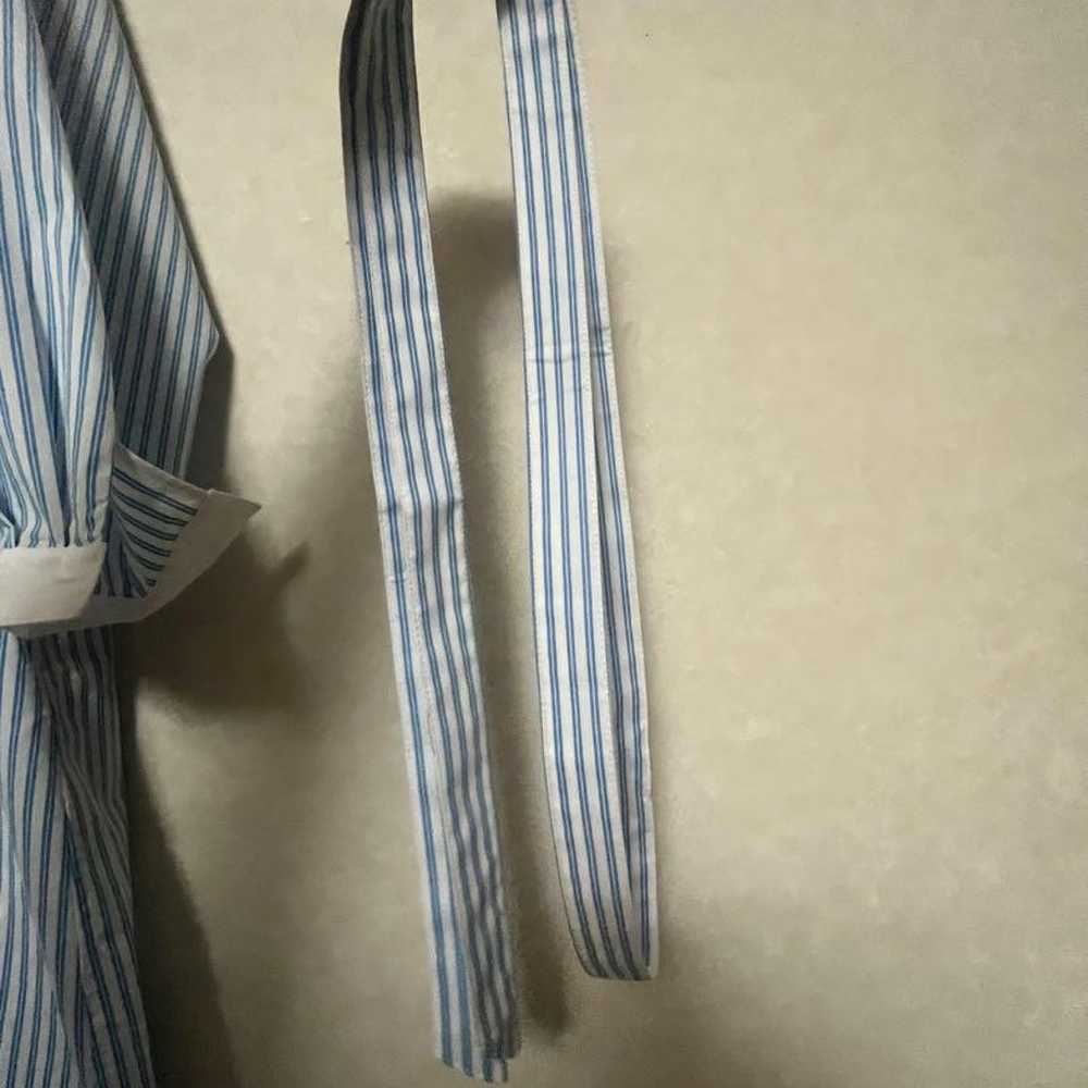 LACOSTE Blue and White Striped Shirt Dress 38 - image 3