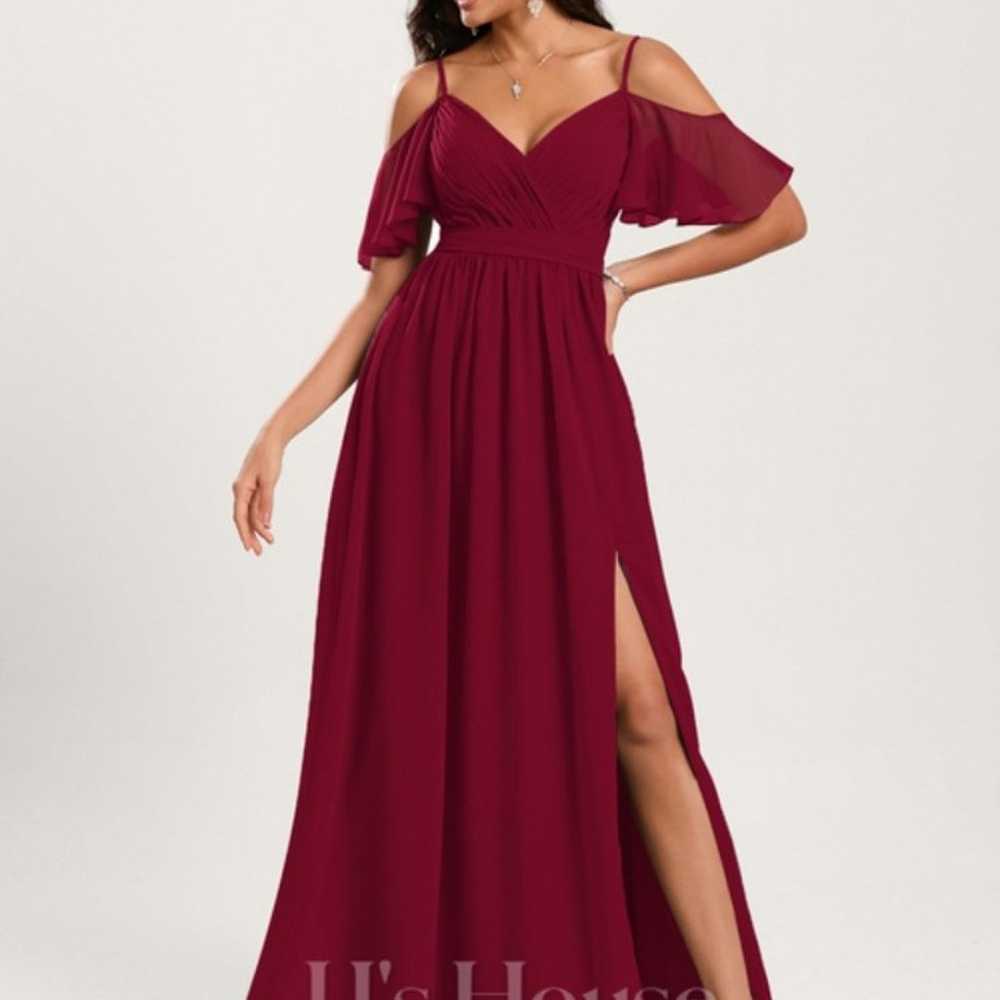 Jj's house Aline Cold Shoulder Floor-Length Chiff… - image 1