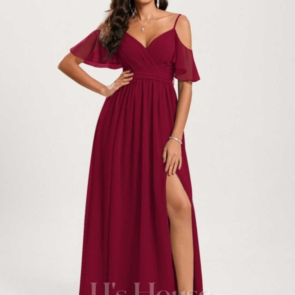 Jj's house Aline Cold Shoulder Floor-Length Chiff… - image 2