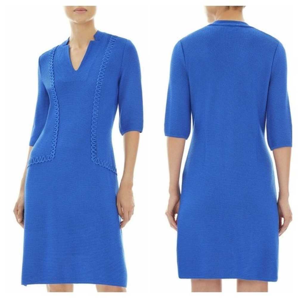 Ming Wang Whipstitch Trim Notch Collar Knit Dress… - image 1