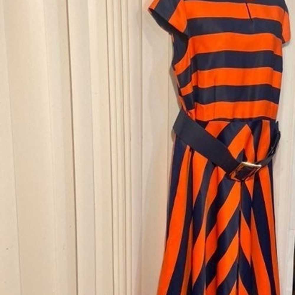 Dress a line belted sundress stripes orange blue … - image 5