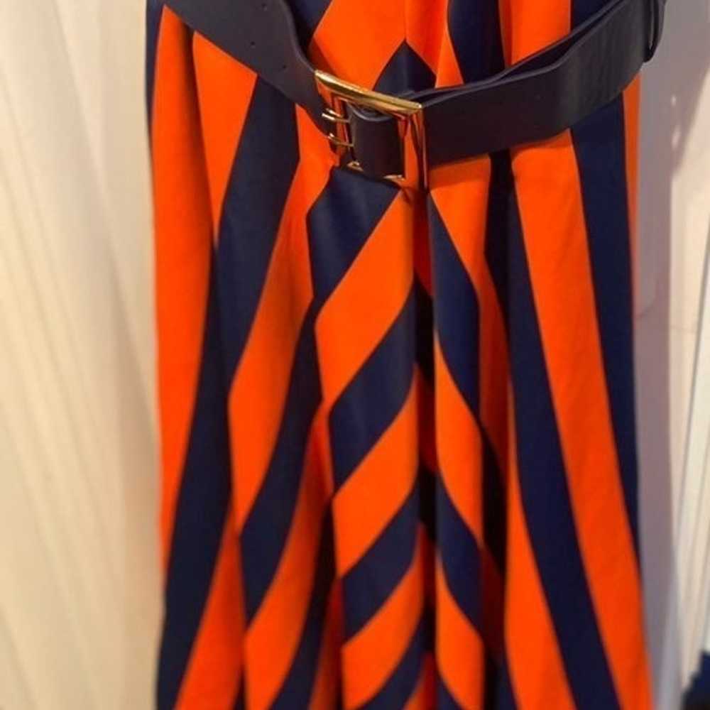 Dress a line belted sundress stripes orange blue … - image 8