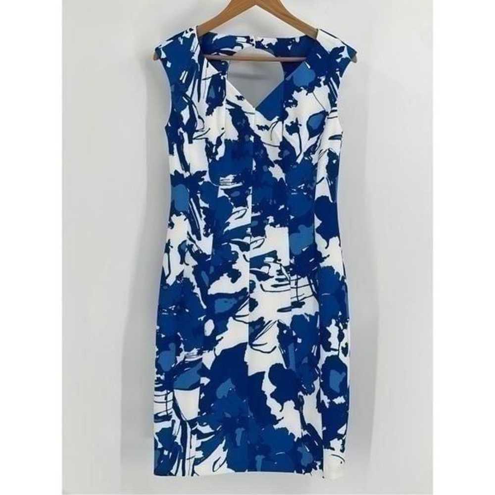 J Peterman Dress Sheath Women Size 6 Blue White F… - image 1