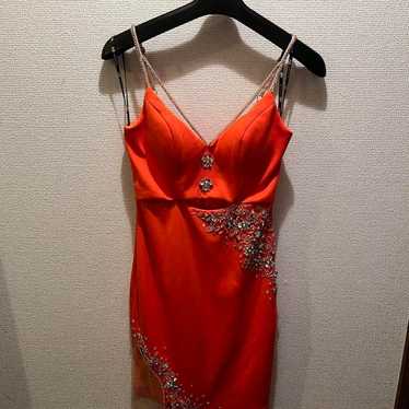 AngelR Orange Slip Dress with Bead Embroidery - image 1