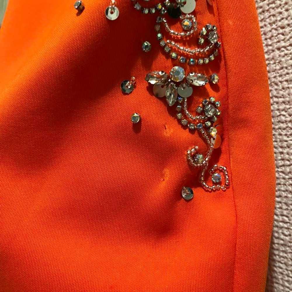 AngelR Orange Slip Dress with Bead Embroidery - image 3