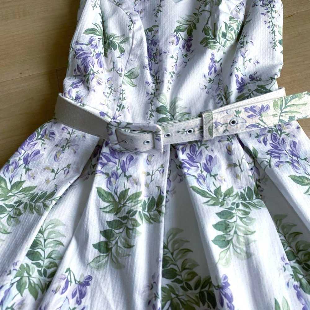 Floral pattern dress, imported, with belt. - image 5