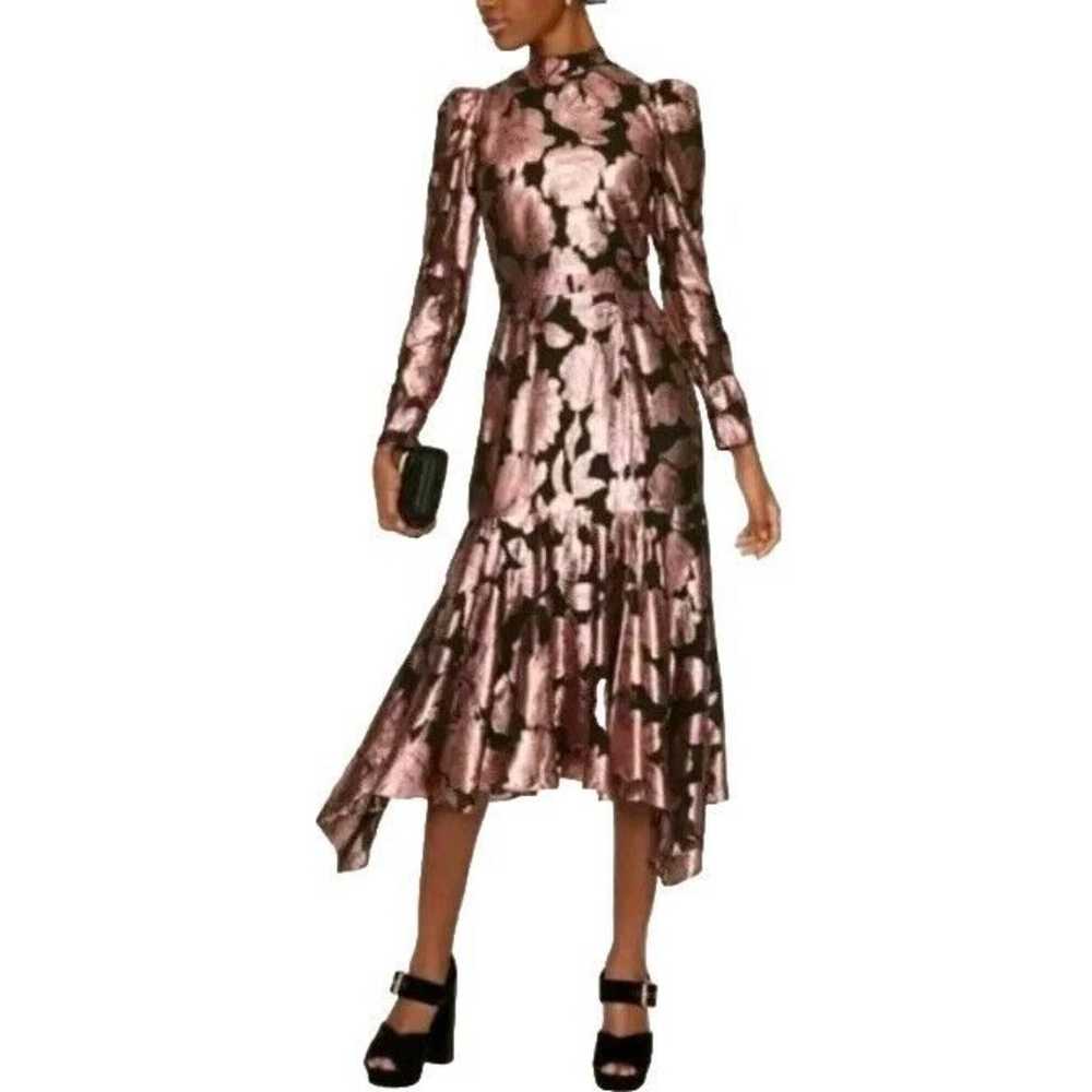 Yumi Kim Midi Dress black Rose Gold Floral Brocad… - image 1