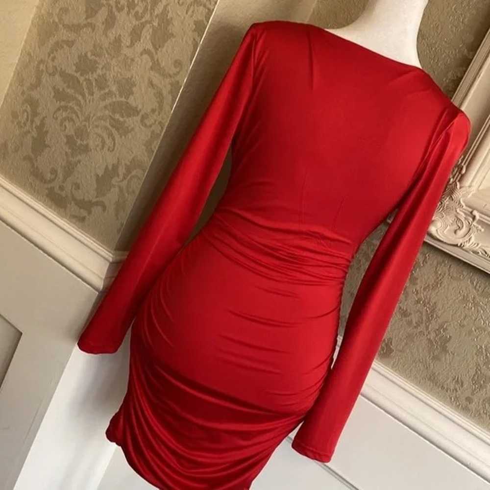 New red body con dress with side rushing! - image 4