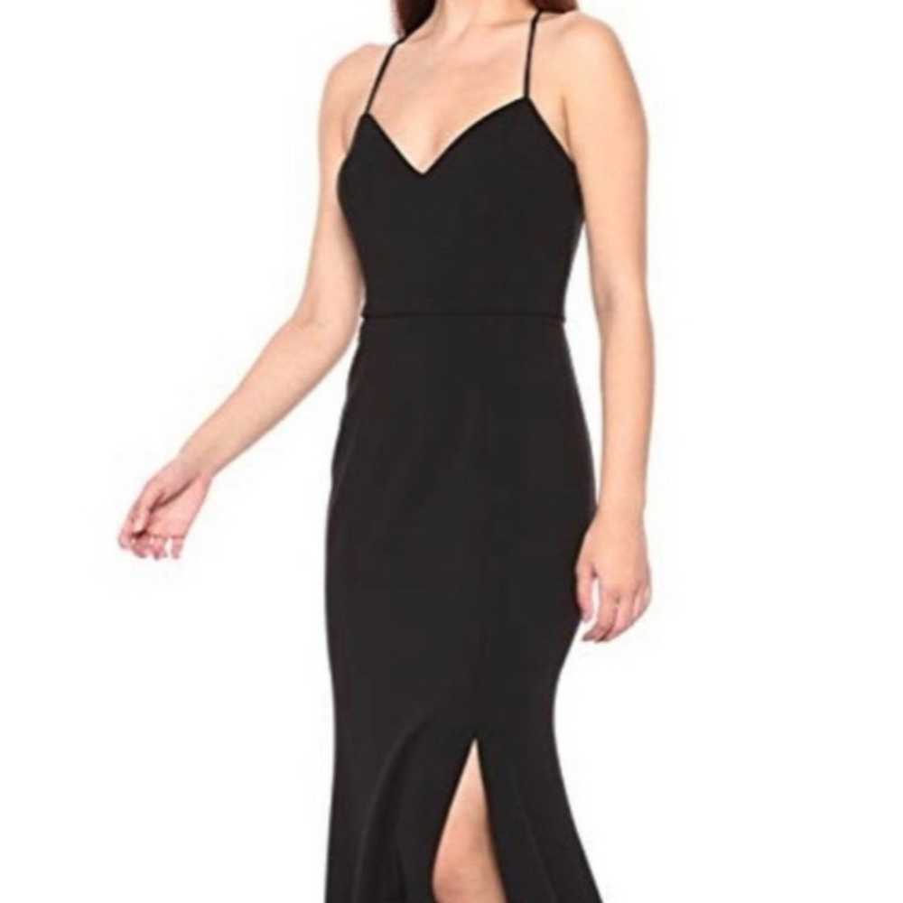 Jenny Yoo Lana Black Crepe Maxi Slit Bridesmaid D… - image 3