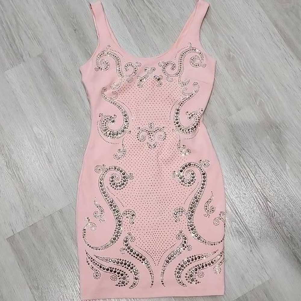 Bebe Women's Rhinestones Sleeveless Lined Bodycon… - image 1