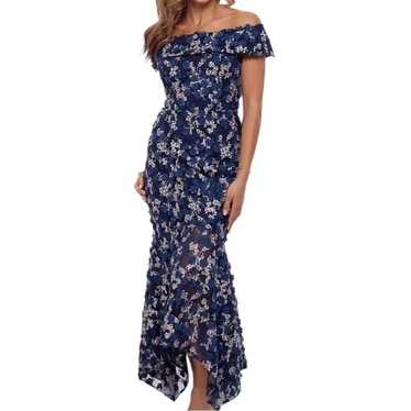 XSCAPE Floral Appliqué Lace Off The Shoulder Gown