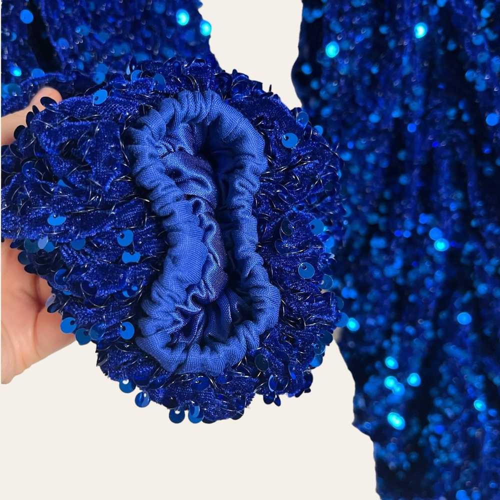 Line and Dot Valerie Blue Sequined V-Neck Cut Out… - image 10