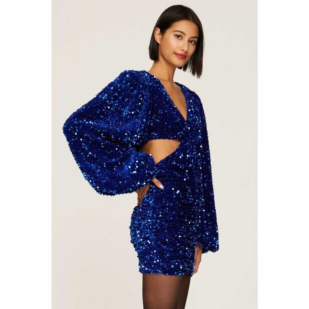 Line and Dot Valerie Blue Sequined V-Neck Cut Out… - image 2